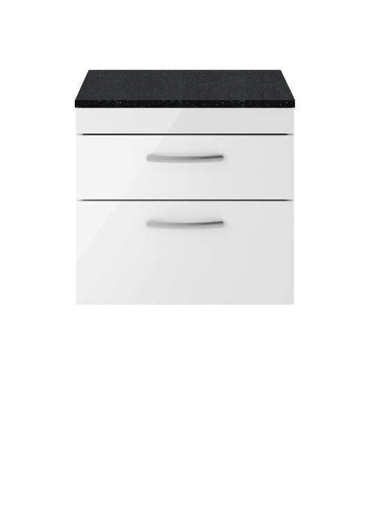 Nuie 600mm Wall Hung Vanity With Sparkling Black Worktop