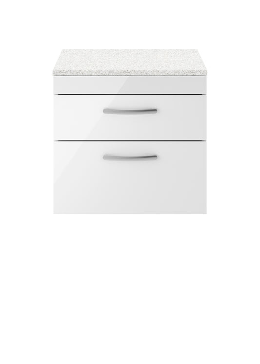 Nuie 600mm Wall Hung Vanity With Sparkling White Worktop