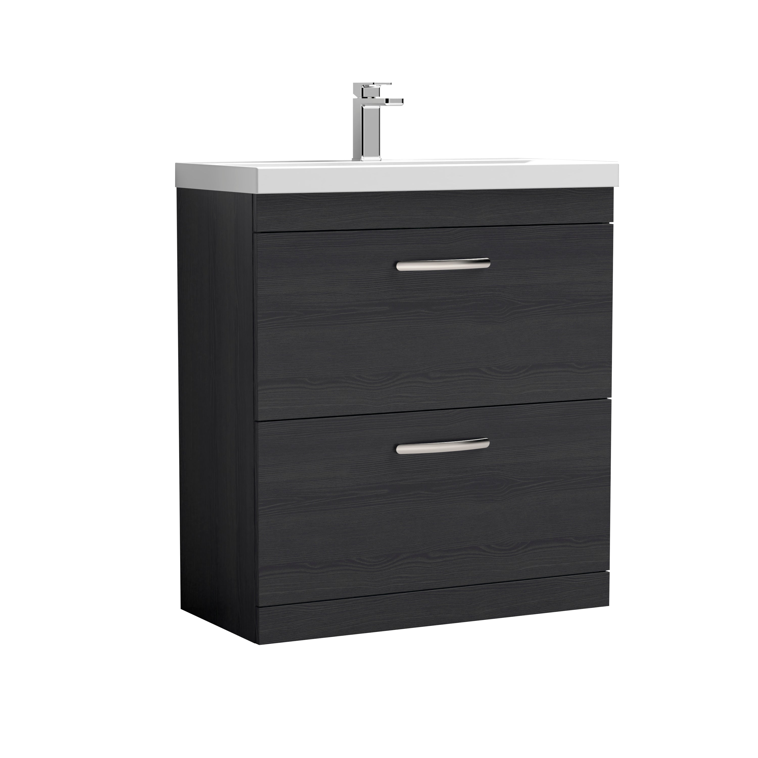 Nuie Athena 800mm Hacienda Black Floor Standing Vanity With Thin Edge Basin