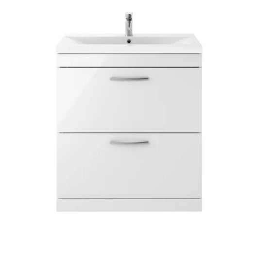 Athena Gloss White 800mm Floor Standing Vanity With With Mid Edge Basin