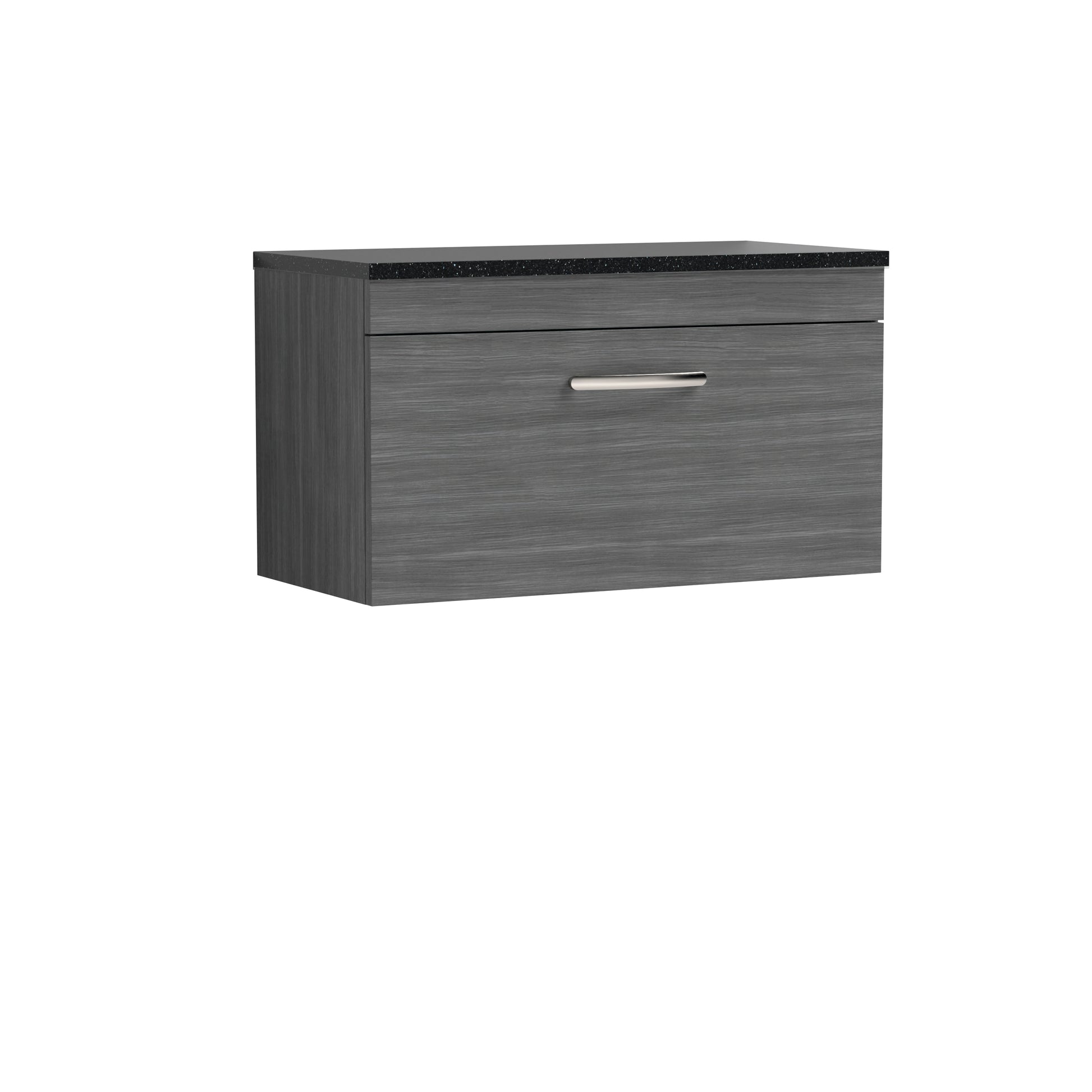 Nuie 800mm Wall Hung Vanity With Sparkling Black Worktop