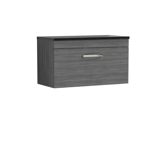 Nuie 800mm Wall Hung Vanity With Sparkling Black Worktop