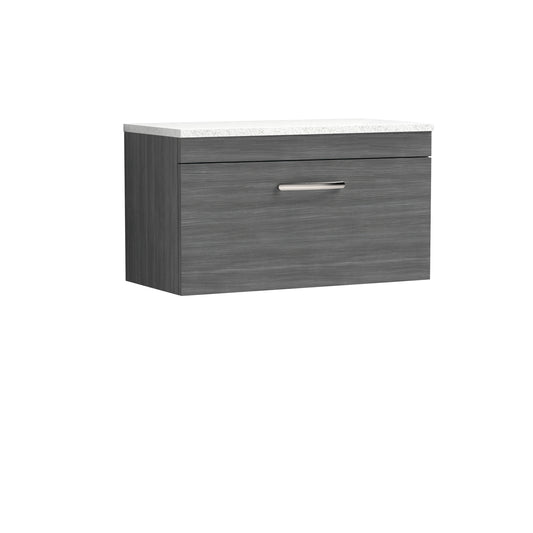 Nuie 800mm Wall Hung Vanity With Sparkling White Worktop