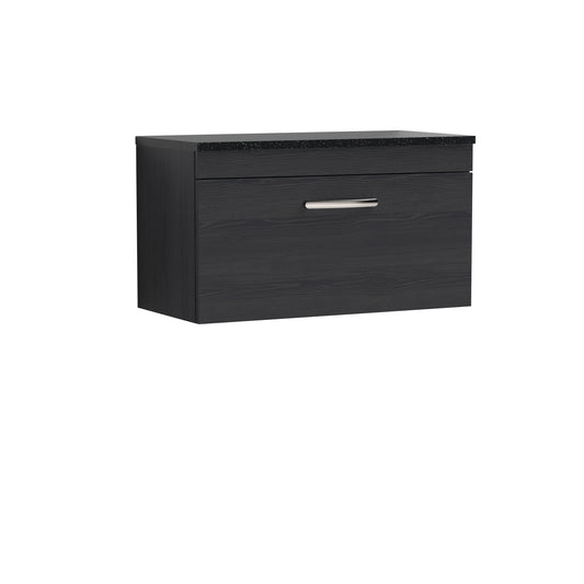 Nuie 800mm Wall Hung Vanity With Sparkling Black Worktop