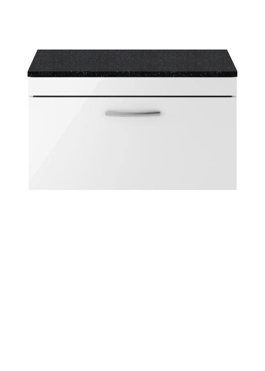Nuie 800mm Wall Hung Vanity With Sparkling Black Worktop