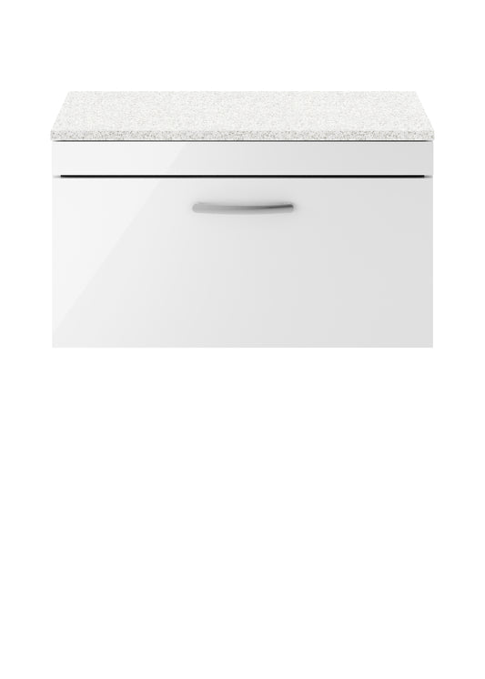 Nuie 800mm Wall Hung Vanity With Sparkling White Worktop