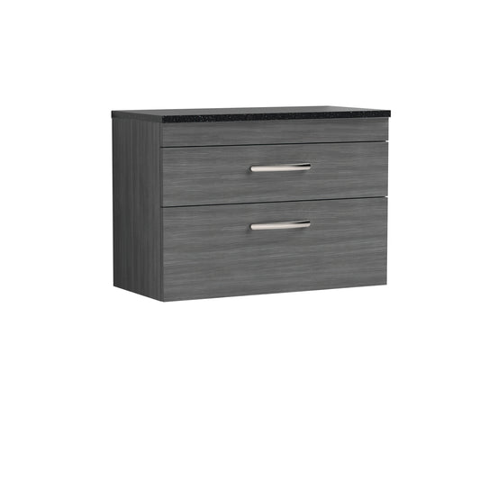 Nuie 800mm Wall Hung Vanity With Sparkling Black Worktop