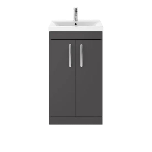 Athena Gloss Grey 500mm Floor Standing Cabinet With With Mid Edge Basin