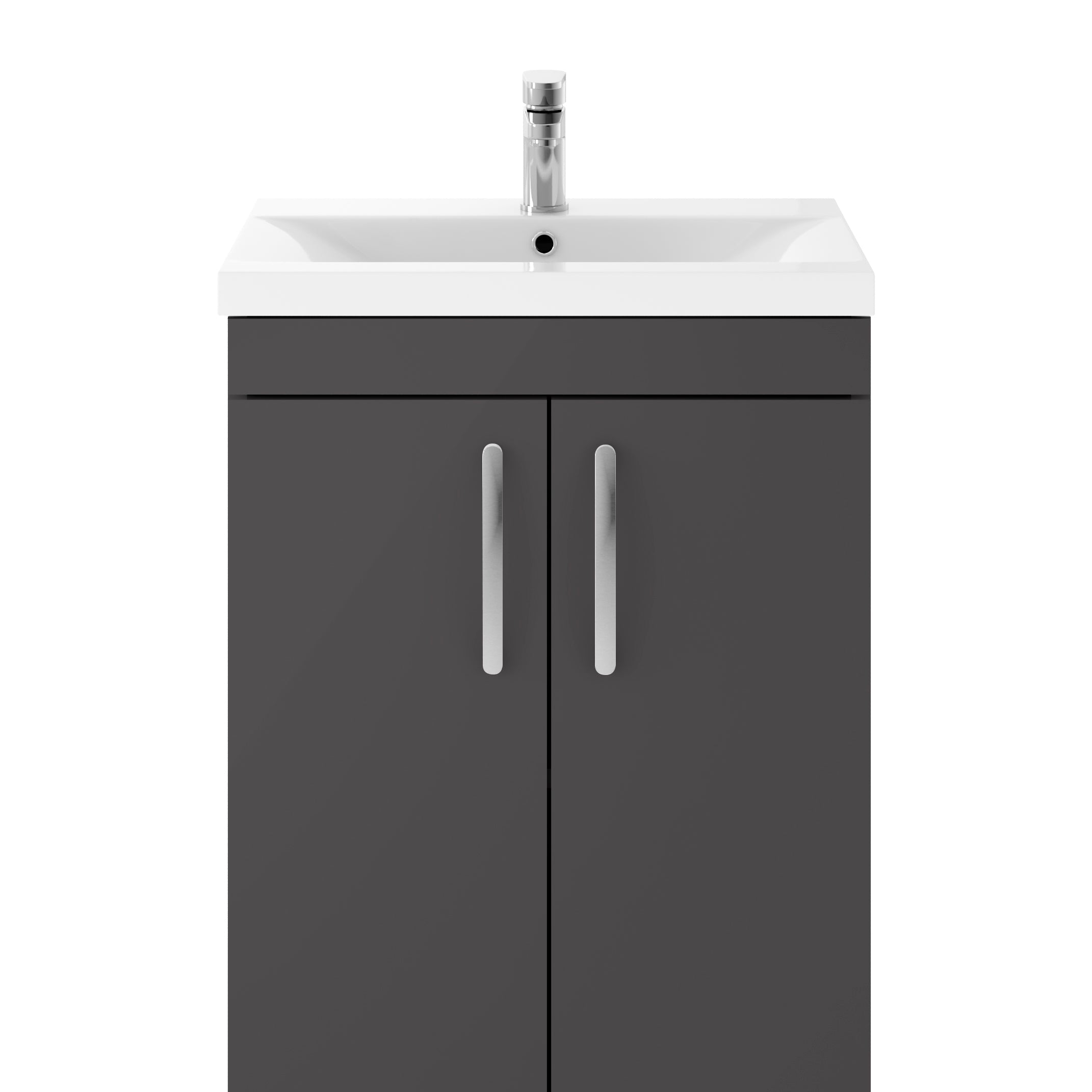 Nuie Athena 600mm Gloss Grey Floor Standing Cabinet With Mid-edge Basin