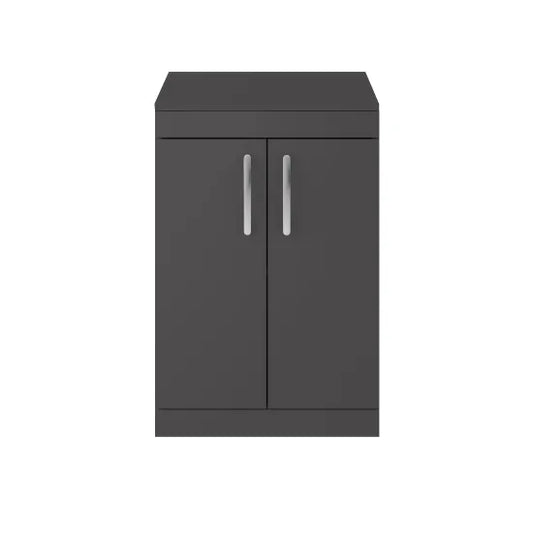 Athena Gloss Grey 600mm Floor Standing Cabinet With Worktop