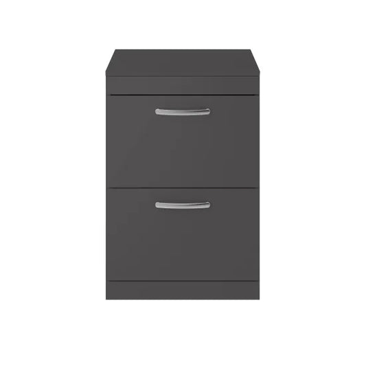 Athena Gloss Grey 600mm Floor Standing Cabinet With Worktop