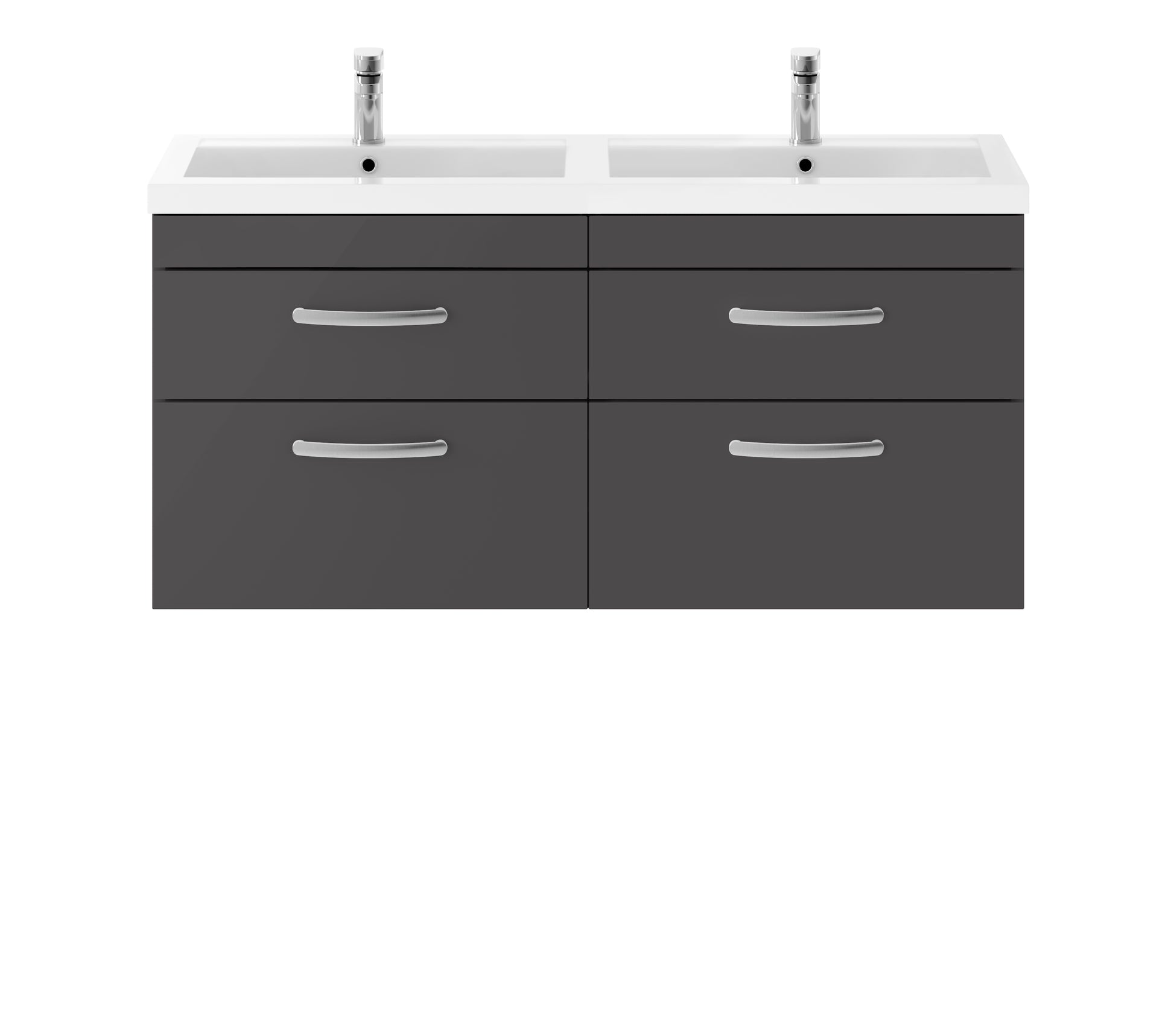 Nuie Athena 1200mm Gloss Grey Wall Hung Cabinet With Double Basin