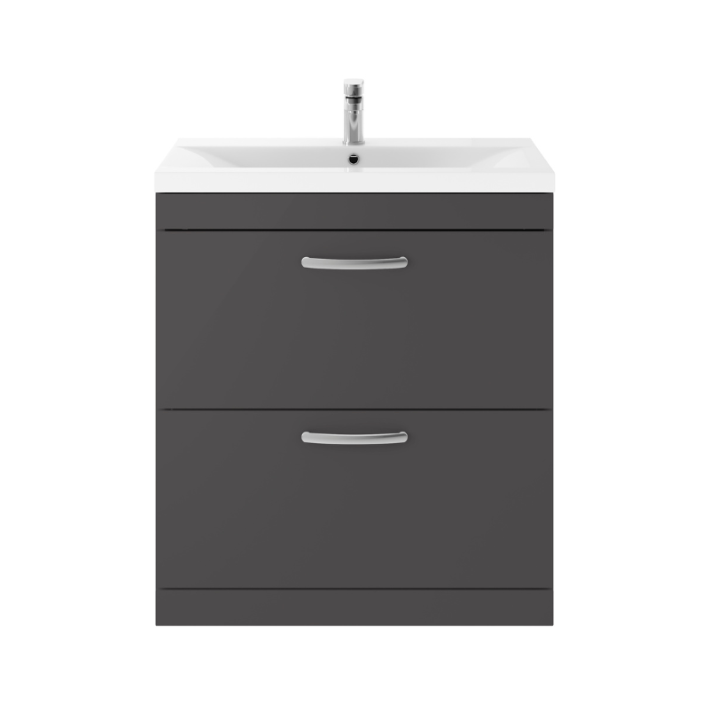 Nuie Athena 800mm Gloss Grey Floor Standing Cabinet With Mid-Edge Basin