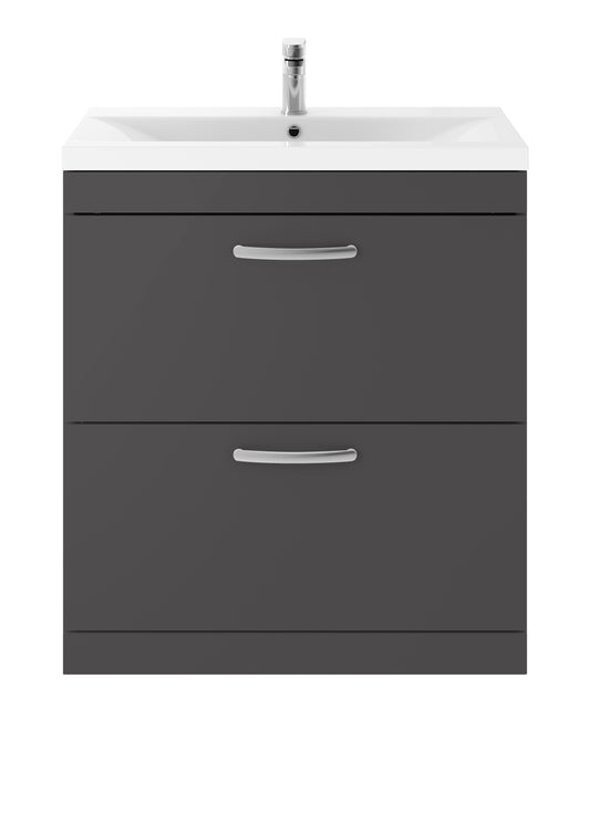 Nuie Athena 800mm Gloss Grey Floor Standing Cabinet With Mid-Edge Basin