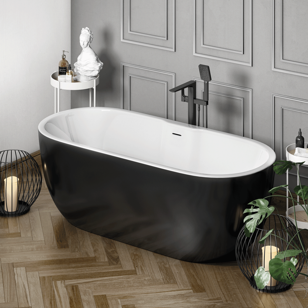 Bellance Freestanding Bath 1655x745x580mm - Black