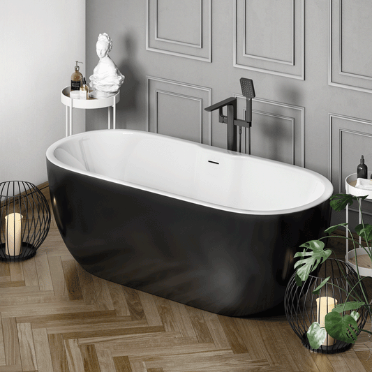 bellance freestanding bath 1655x745x580mm black, Baths, Free Standing Baths, Alessio, 1