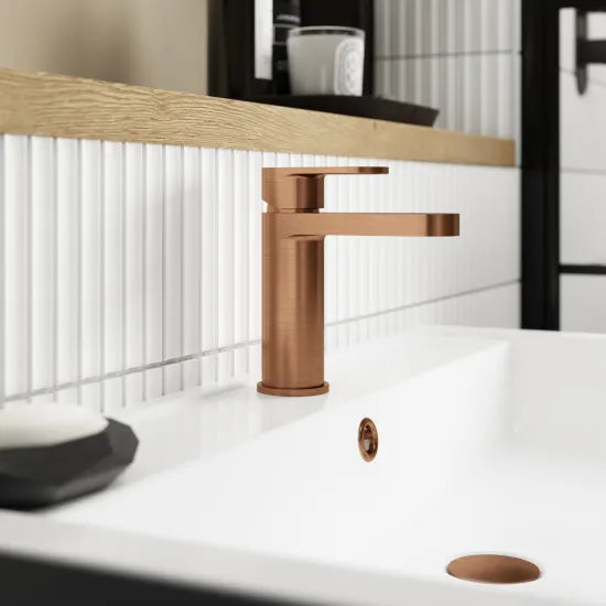Binsey Basin Mixer Tap with Push Button Waste Brushed Bronze