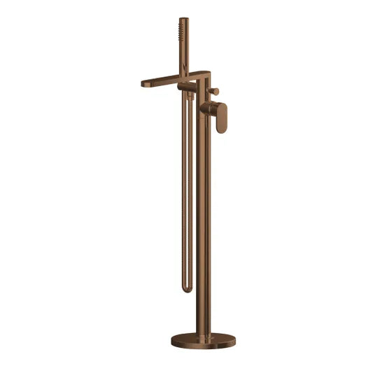 Binsey Freestanding Bath Shower Mixer with Shower Kit Brushed Bronze
