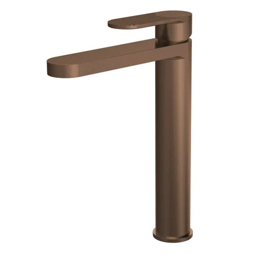Cyprus Fluted High Rise Basin Mixer Tap Brushed Bronze