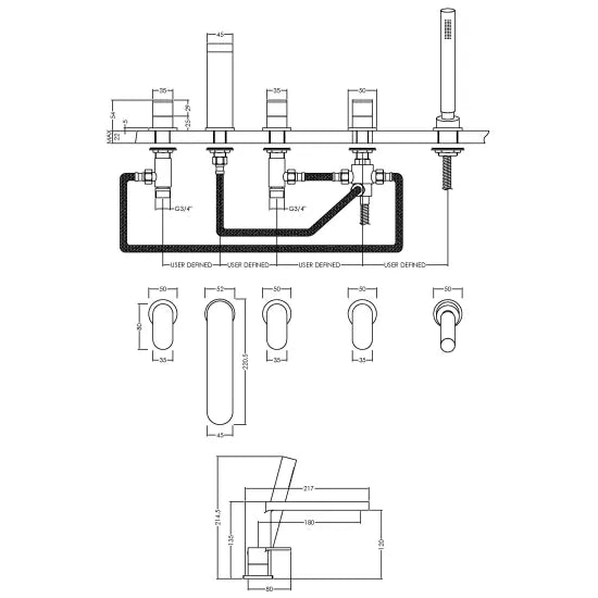 Binsey Deck Mounted Bath Shower Mixer Tap Chrome