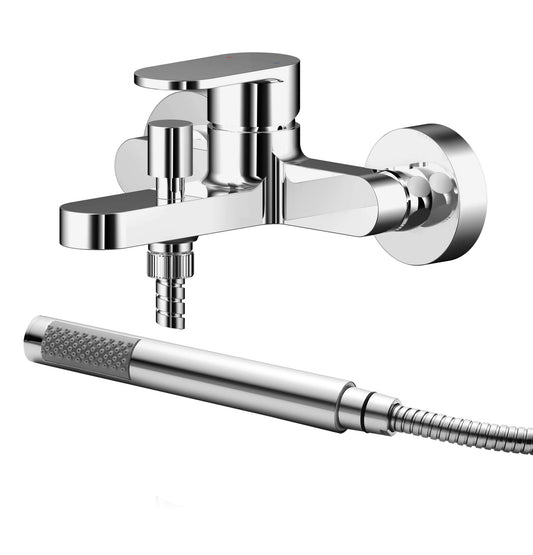 Binsey Wall Mounted Bath Shower Mixer Tap With Shower Kit Chrome