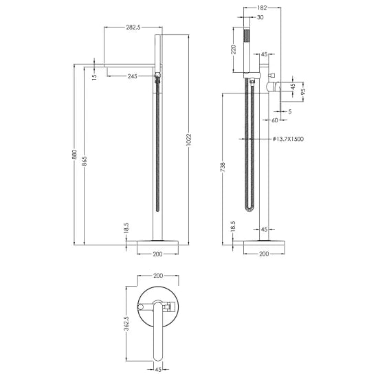 Binsey Freestanding Bath Mixer Tap With Shower Kit Chrome