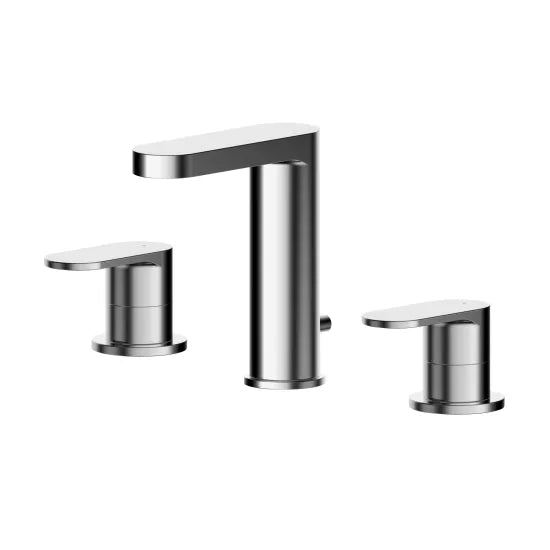 Binsey Deck Mounted 3 Tap Hole Basin Mixer Tap With Pop Up Waste Chrome