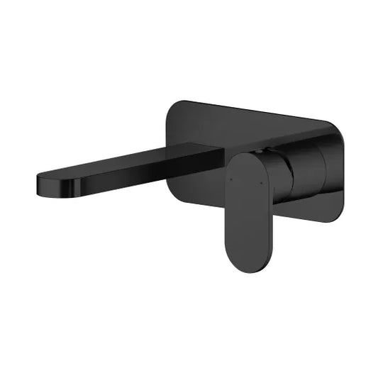 Binsey Wall Mounted Basin Mixer Tap With Plate Black Matt