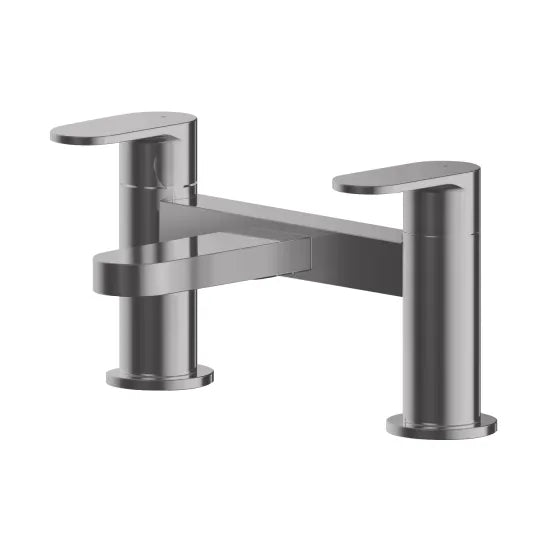 Binsey Deck Mounted Bath Mixer Tap Brushed Pewter