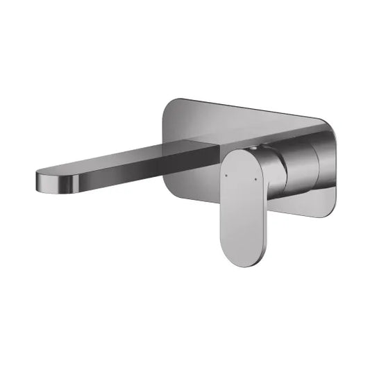 Binsey Wall Mounted Basin Mixer Tap With Plate Brushed Pewter