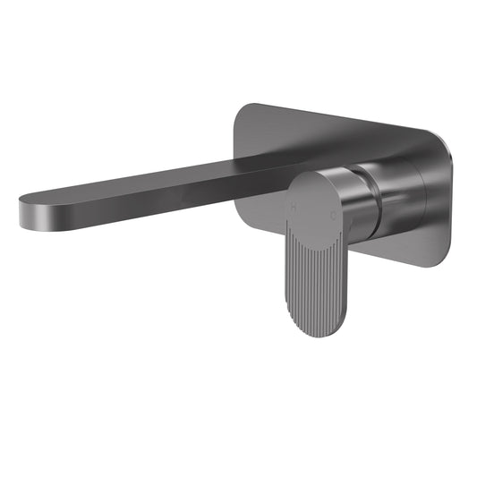 Nuie Wall Mounted 2 Tap Hole Basin Mixer With Plate