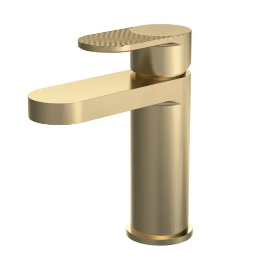 Cyprus Fluted Basin Mixer Tap with Push Button Waste Brushed Brass