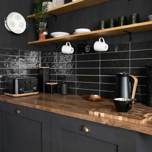 asly black gloss tiles 300x75mm, Floor Tiles, Metro  Tiles, Porcelain Tiles, Wall Tiles, Black Tiles