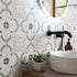 sirocco green flower tiles 223x223mm, Decor Tiles, Floor Tiles, Patterned Tiles, Porcelain Tiles, Wall Tiles, Green Tiles, 3