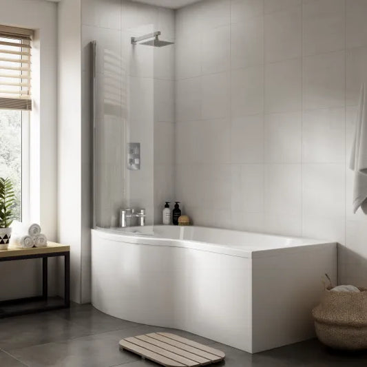 nuie 1500mm b shaped left hand bath setsbath20, B Shaped Shower Baths, Baths, P Shaped Shower Baths, Shower Baths, Nuie, 1