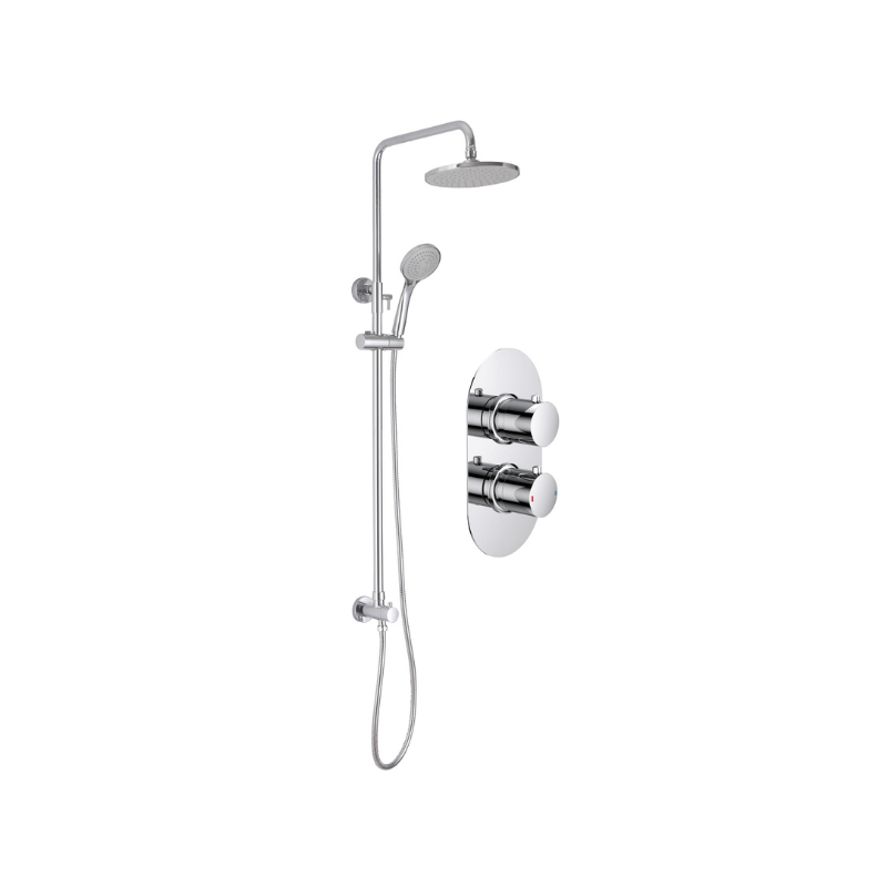 Carlo Round Shower Pack Two Outlet With Riser & Overhead Kit