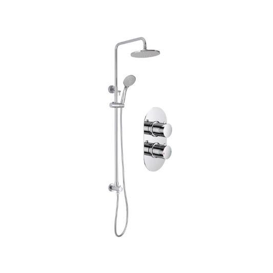 carlo round shower pack two outlet with riser overhead kit 1, Alessio, Mixer Showers, Shower Valves, Showers, 1