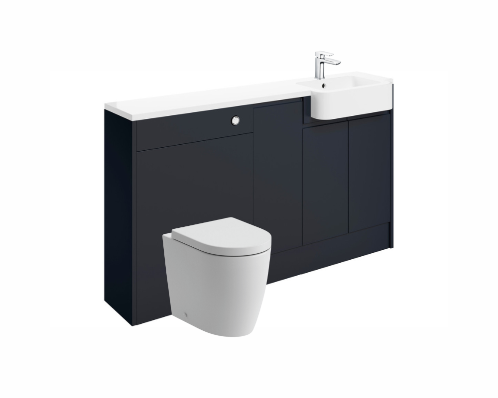 Carrie 1542mm Basin  WC & 1 Door Unit Pack (RH) - Matt Indigo Blue