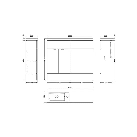 Fusion Combination Toilet and Vanity Unit 1000mm White Gloss