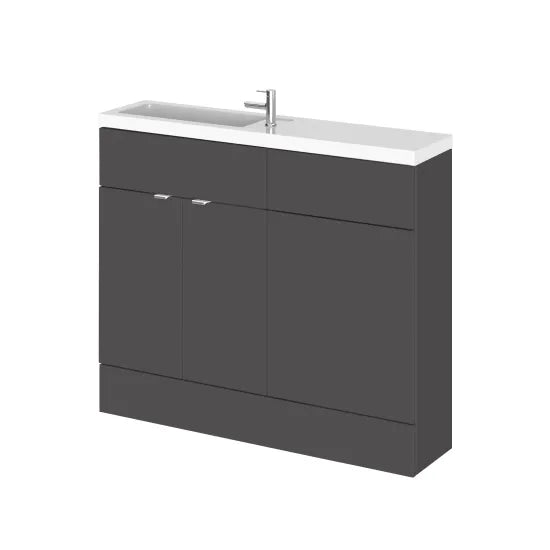 Fusion Combination Toilet and Vanity Unit 1000mm Grey Gloss