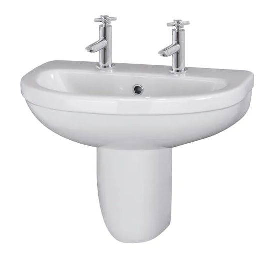 Ivo 550mm Basin 2TH & Semi Pedestal