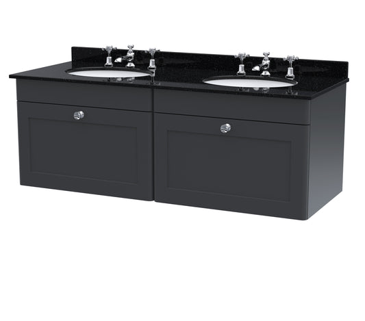 Nuie 1200mm Wall Hung 2 Drawer Vanity & Marble Top