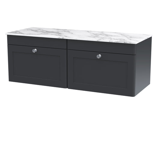 Nuie 1200mm Wall Hung 2-Drawer Vanity with Marble Top