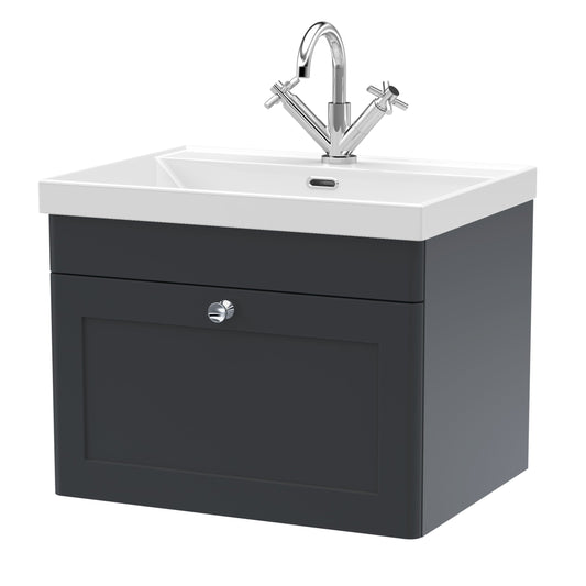 nuie 600mm wall hung 1 drawer vanity with basin 1 tap holeclc1494e, Nuie, Wall Hung Vanity Unit, 1