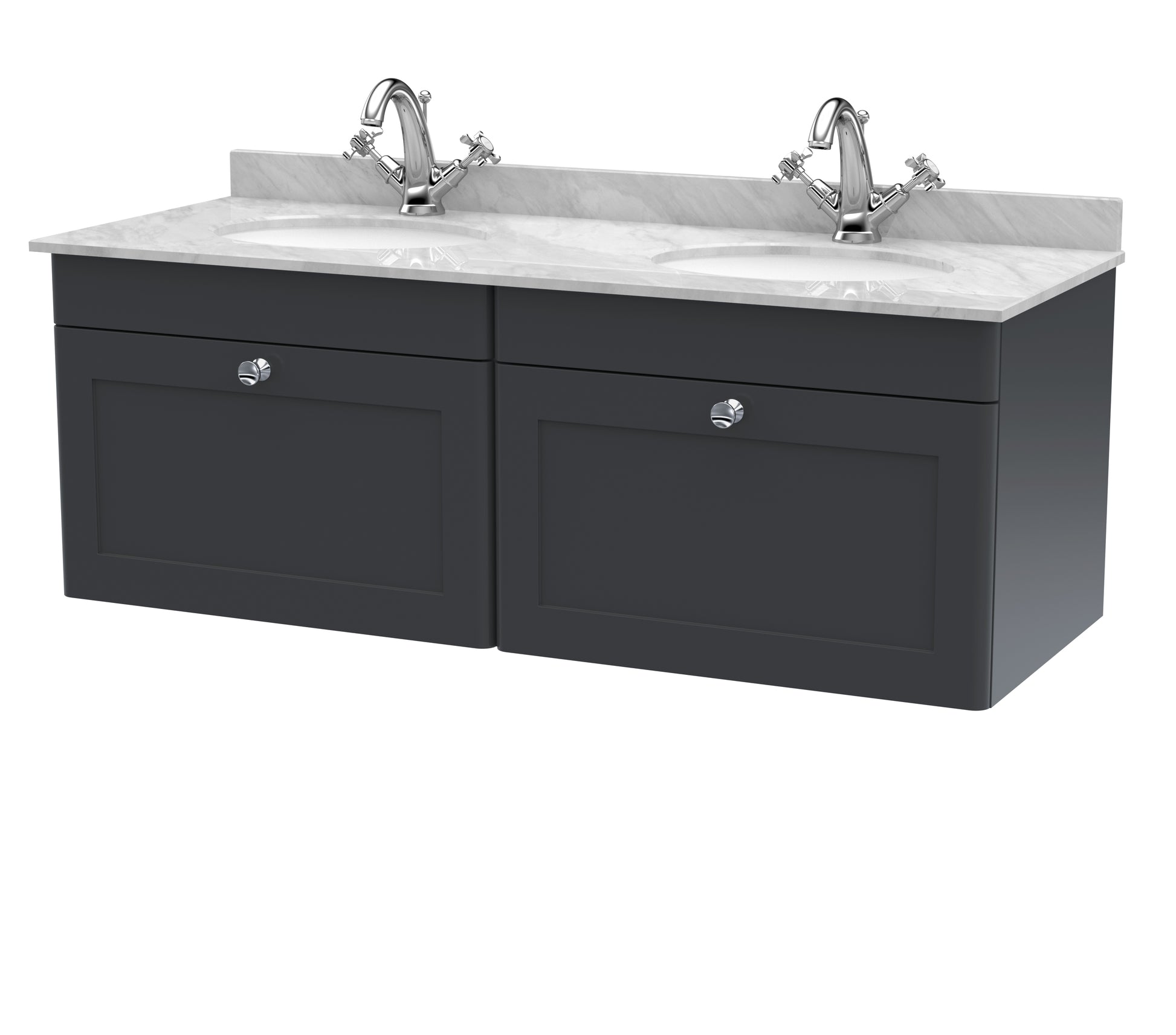 Nuie 1200mm Wall Hung 2 Drawer Vanity & Marble Top