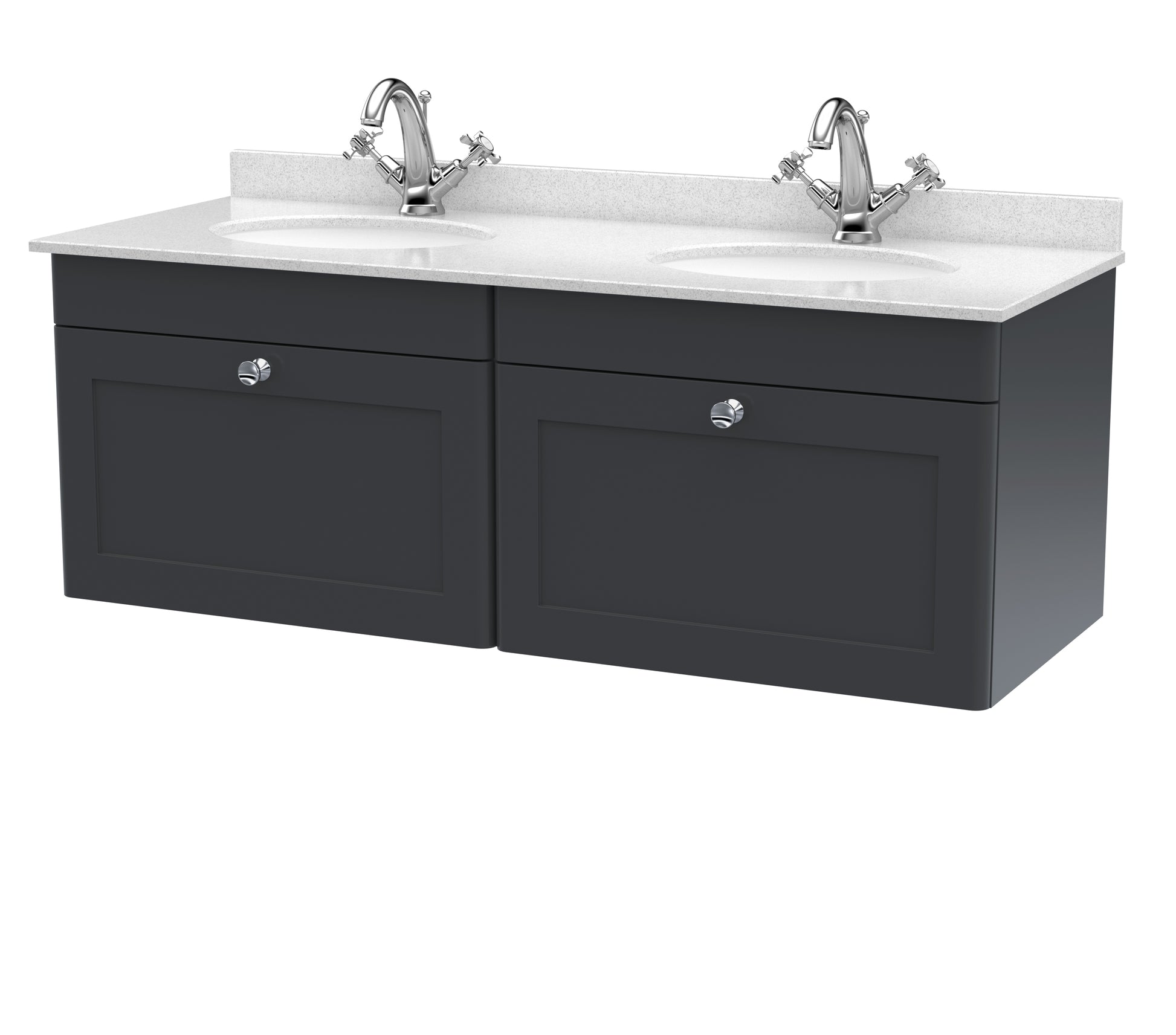 Nuie 1200mm Wall Hung 2 Drawer Vanity & Marble Top