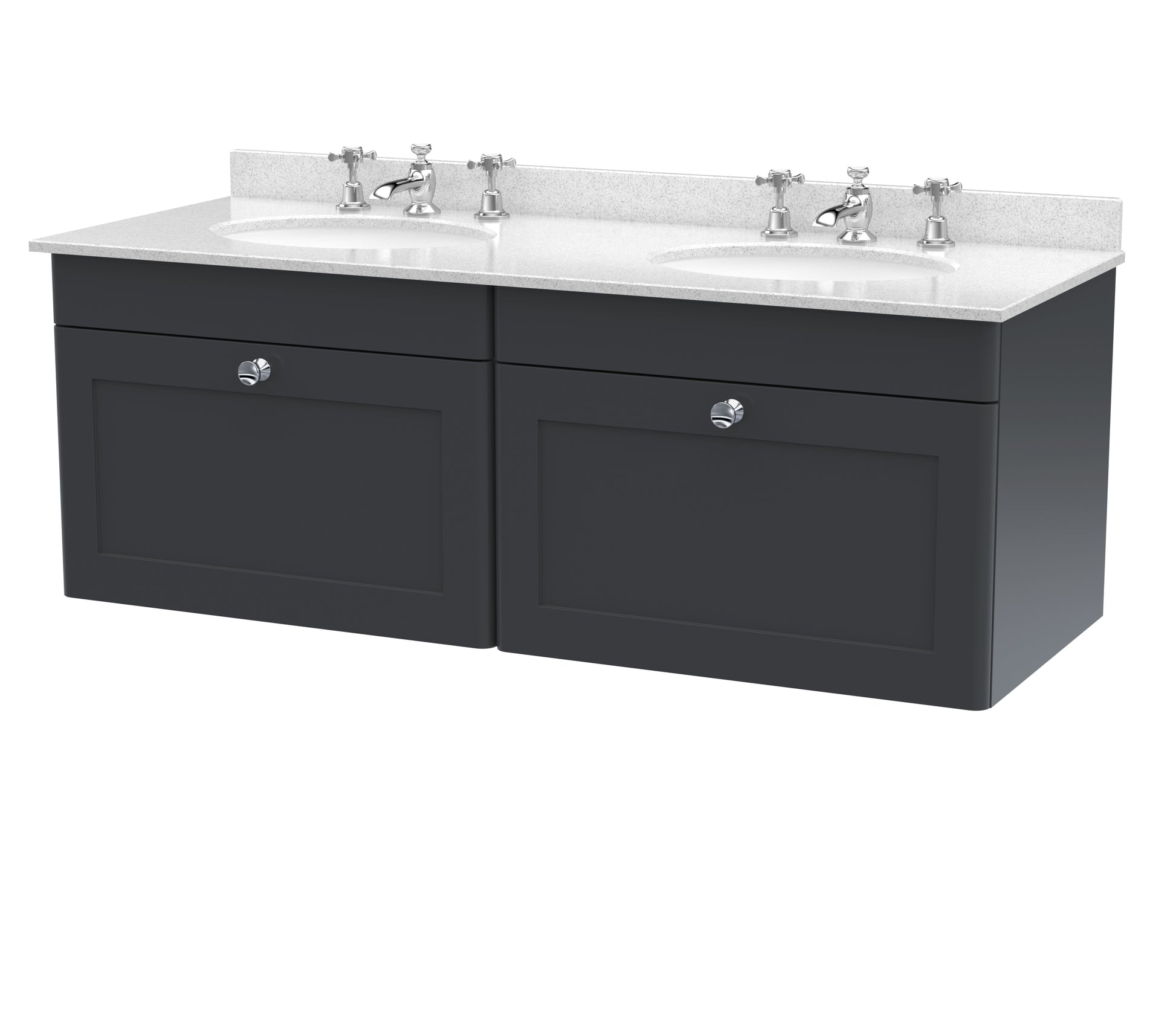 Nuie 1200mm Wall Hung 2 Drawer Vanity & Marble Top