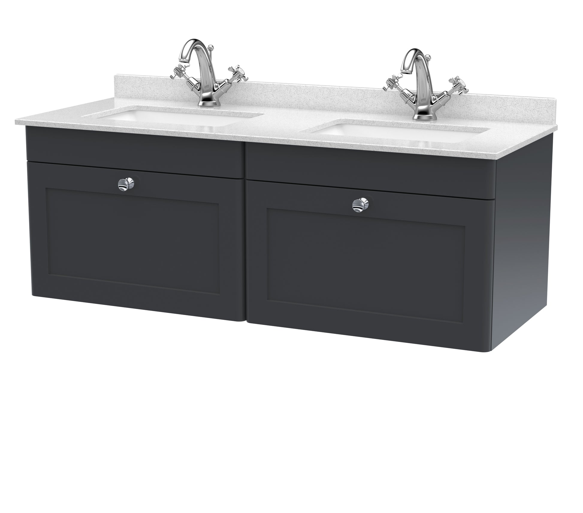 Nuie 1200mm Wall Hung 2 Drawer Vanity & Marble Top