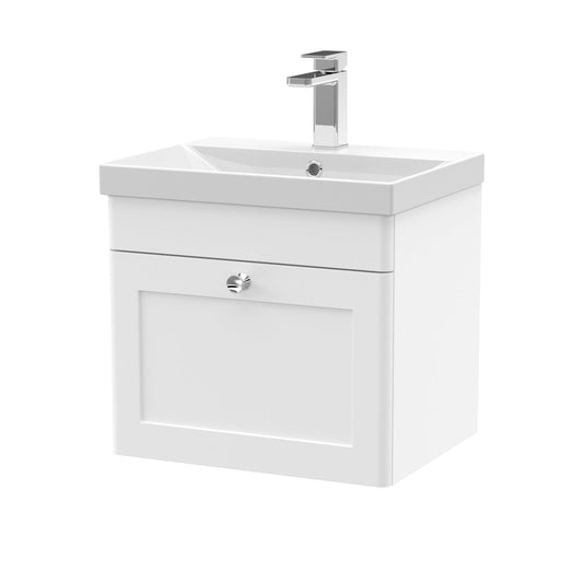 nuie 500mm wall hung 1 drawer vanity basin 3clc191e, Nuie, Wall Hung Vanity Unit, 1
