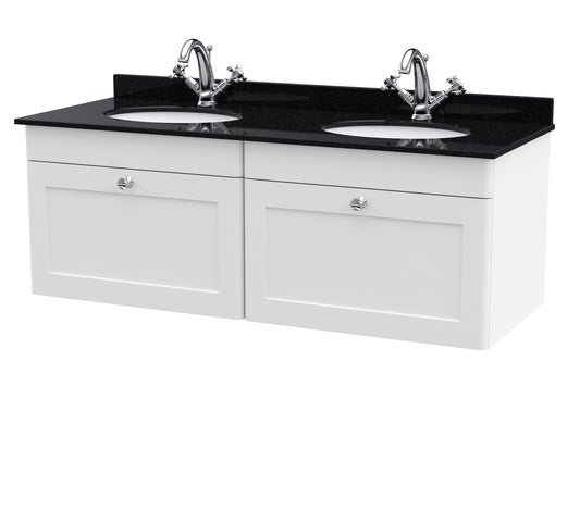 Nuie 1200mm Wall Hung 2 Drawer Vanity & Marble Top